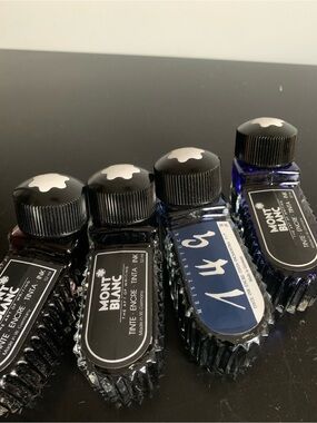 Mont Blanc Black, Deep Blue and Ruby Fountain Pen Ink Bottles - Set of Four